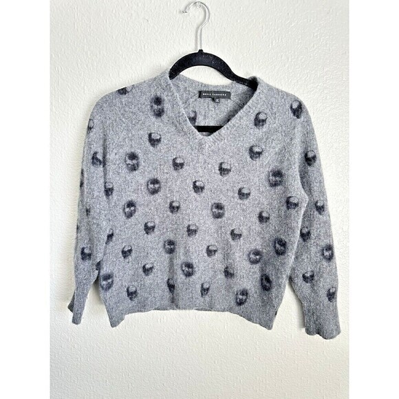 Skull Cashmere Sweaters - Skull Cashmere Sweater Womens Possible Size Small Long Sleeve Grey Goth Grunge